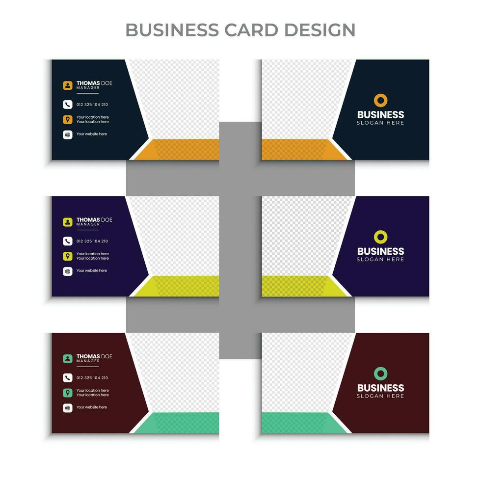 Vector modern professional business card design, abstract simple creative marketing agency visiting card design template with 3color concept.