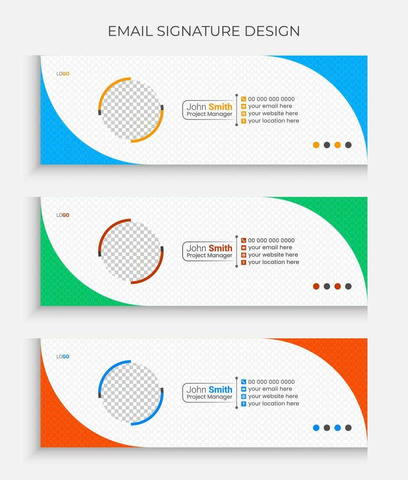 Professional email signature design vector template or modern business social media cover design