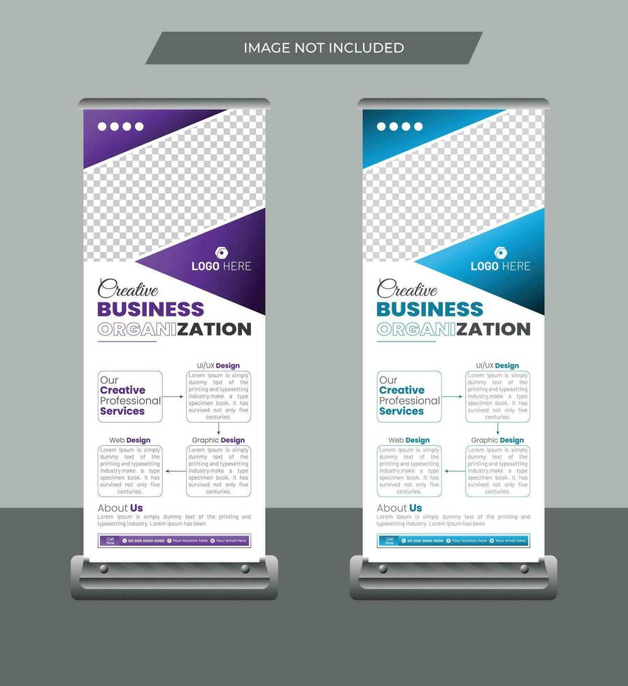 Modern business roll up banner template, stand banner layout, polygon background, business flyer, display, x-banner, flag-banner. Corporate agency roll up banner. vector