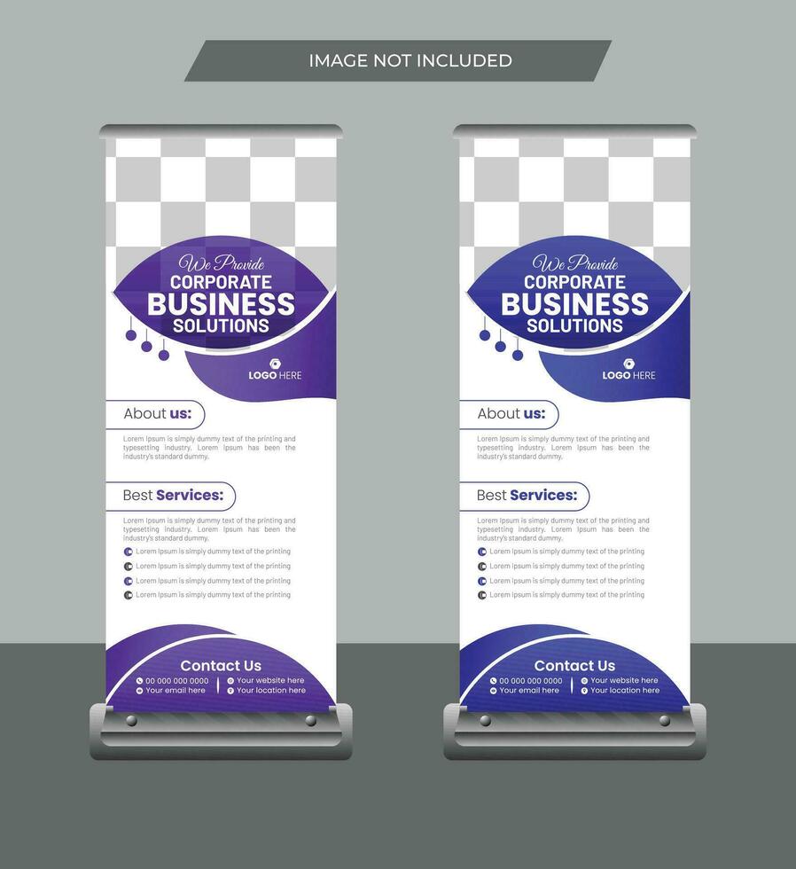 Modern business roll up banner template, stand banner layout, polygon background, business flyer, display, x-banner, flag-banner. Corporate agency roll up banner. vector