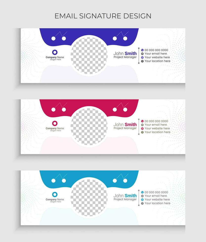 Professional email signature design vector template or modern business social media cover design