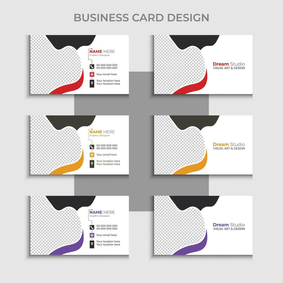 Vector modern professional business card design, abstract simple creative marketing agency visiting card design template with 3color concept.