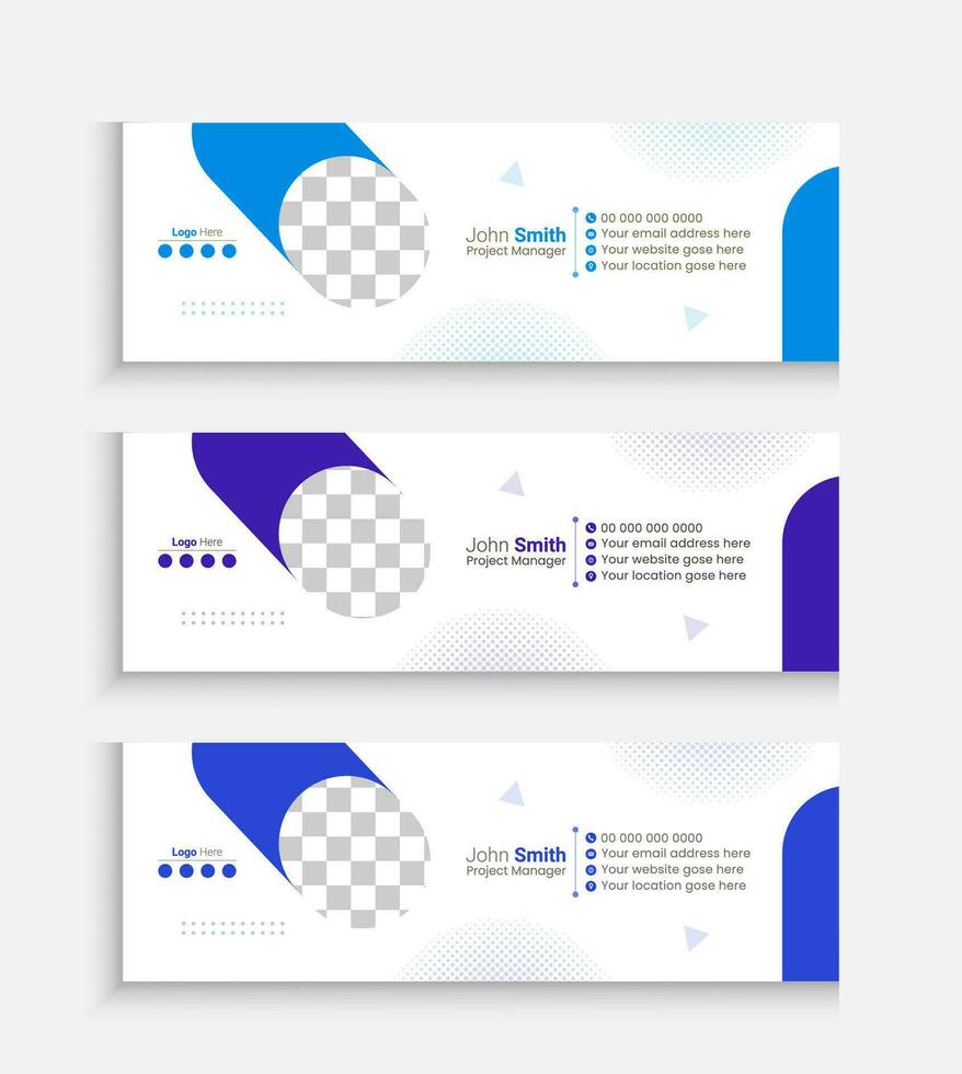 Professional email signature design vector template or modern business social media cover design