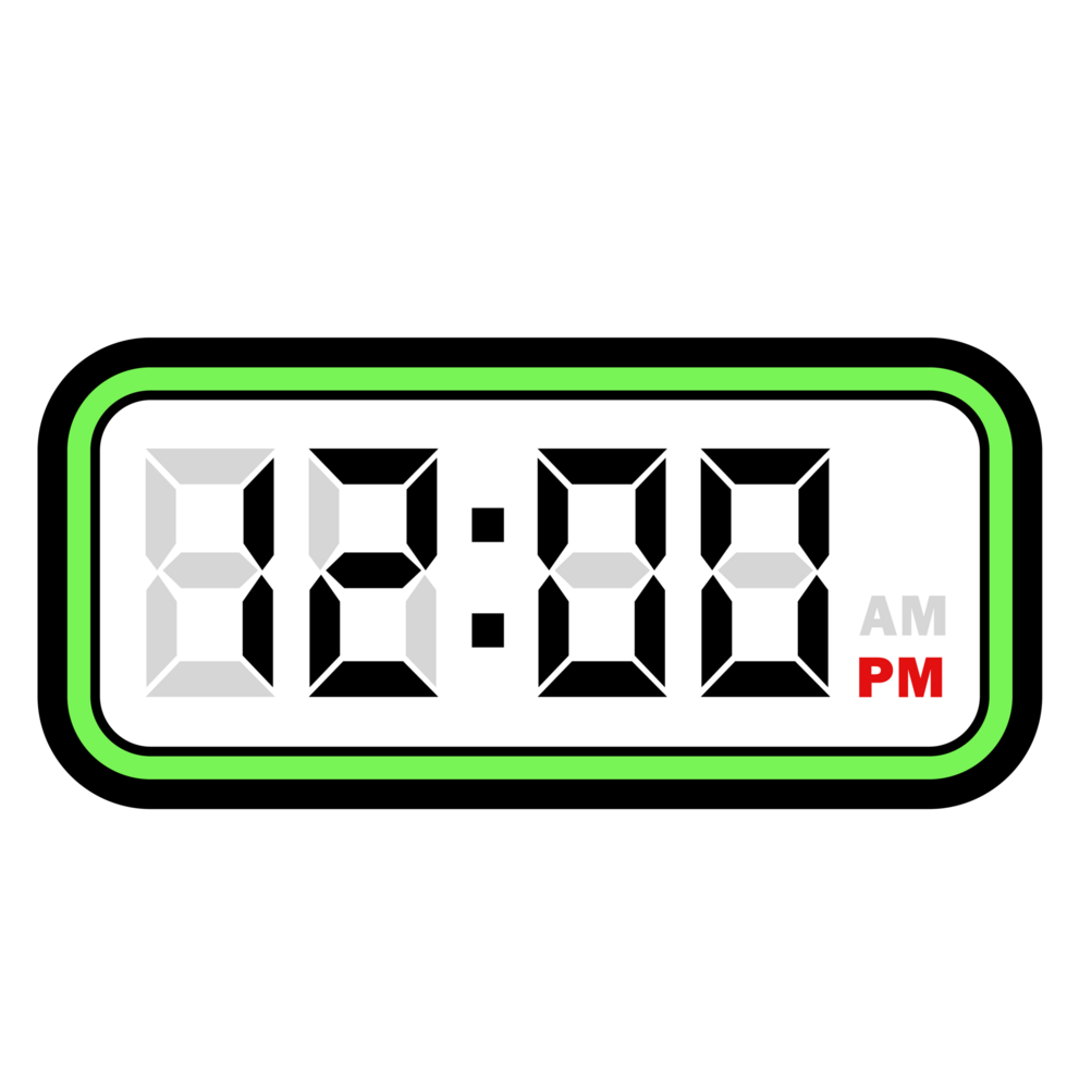 Digital Clock Time At 12 00 PM Digital Clock 12 Hour Format 32048491 PNG