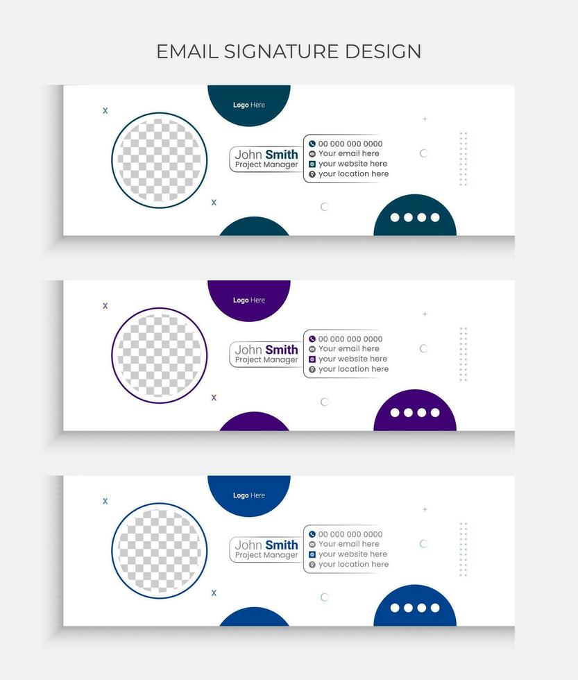 Professional email signature design vector template or modern business social media cover design