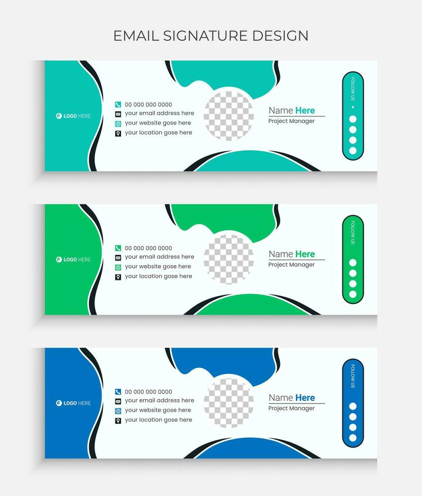Professional email signature design vector template or modern business social media cover design