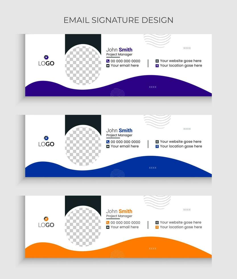 Professional email signature design vector template or modern business social media cover design