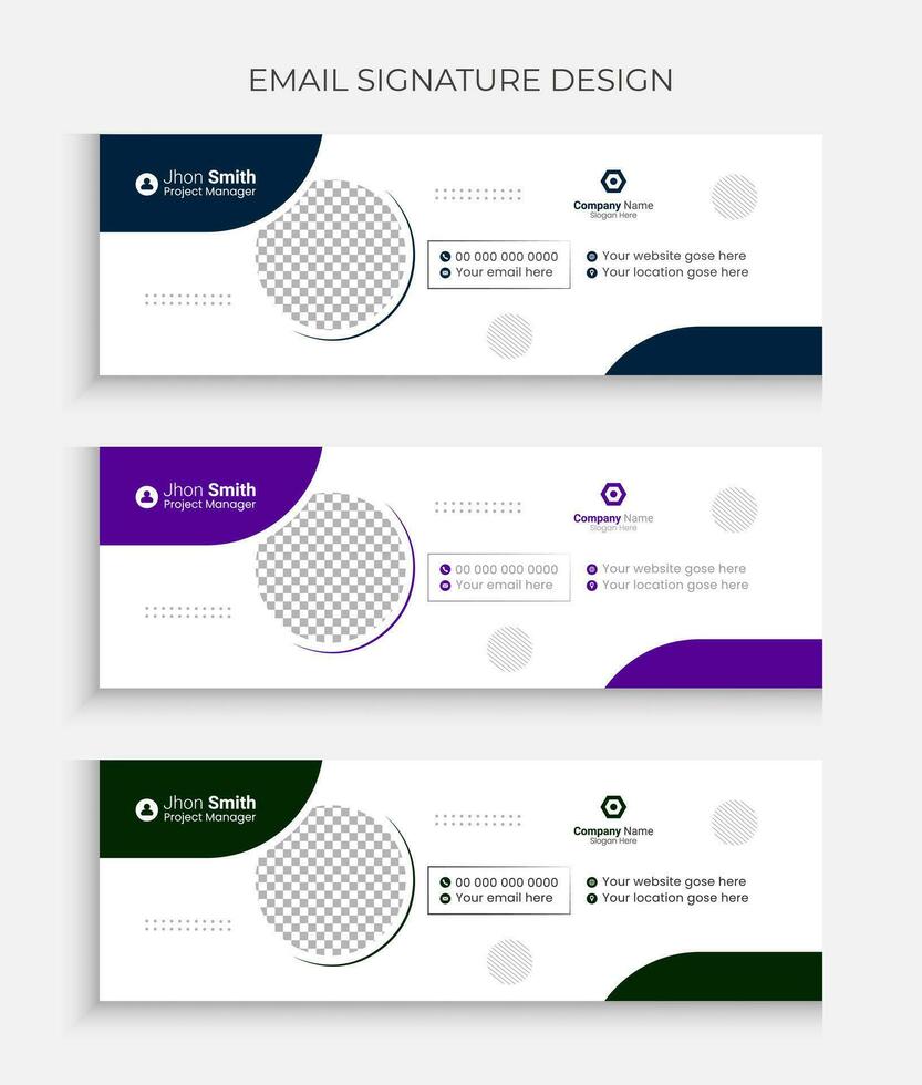 Professional email signature design vector template or modern business social media cover design
