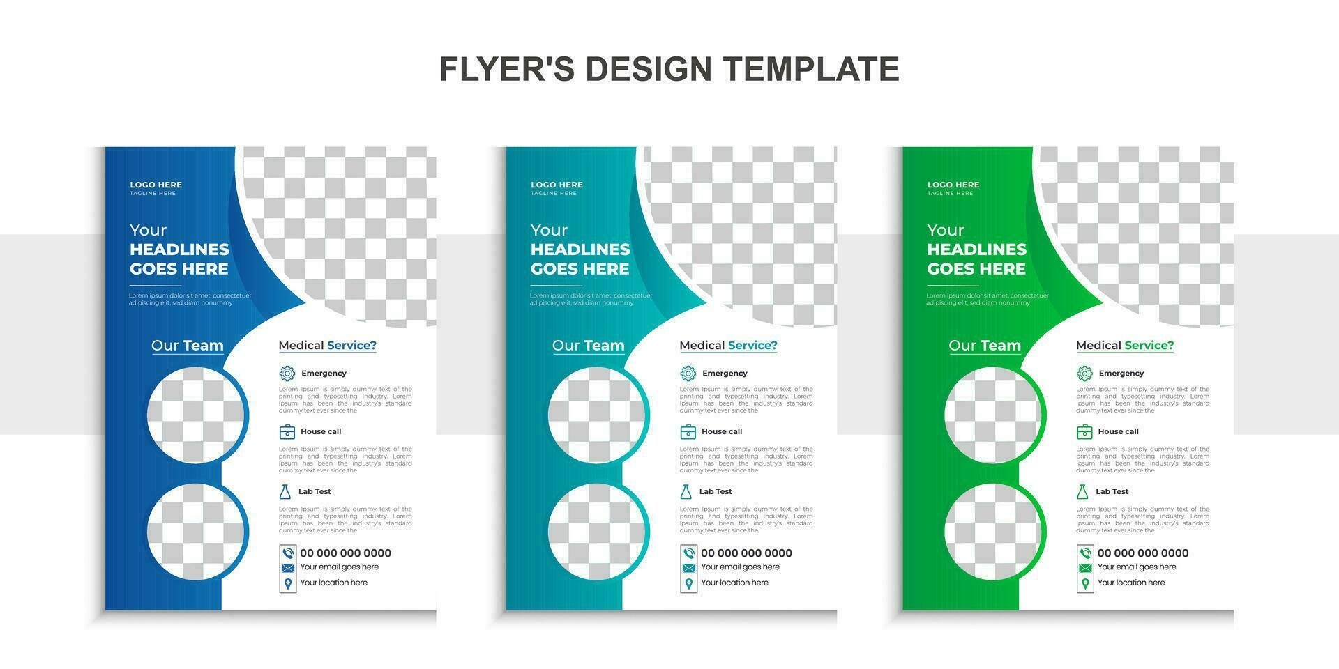 Coporate medical flyer design,healthcare flyer modern template,a4 size with 3 color template vector