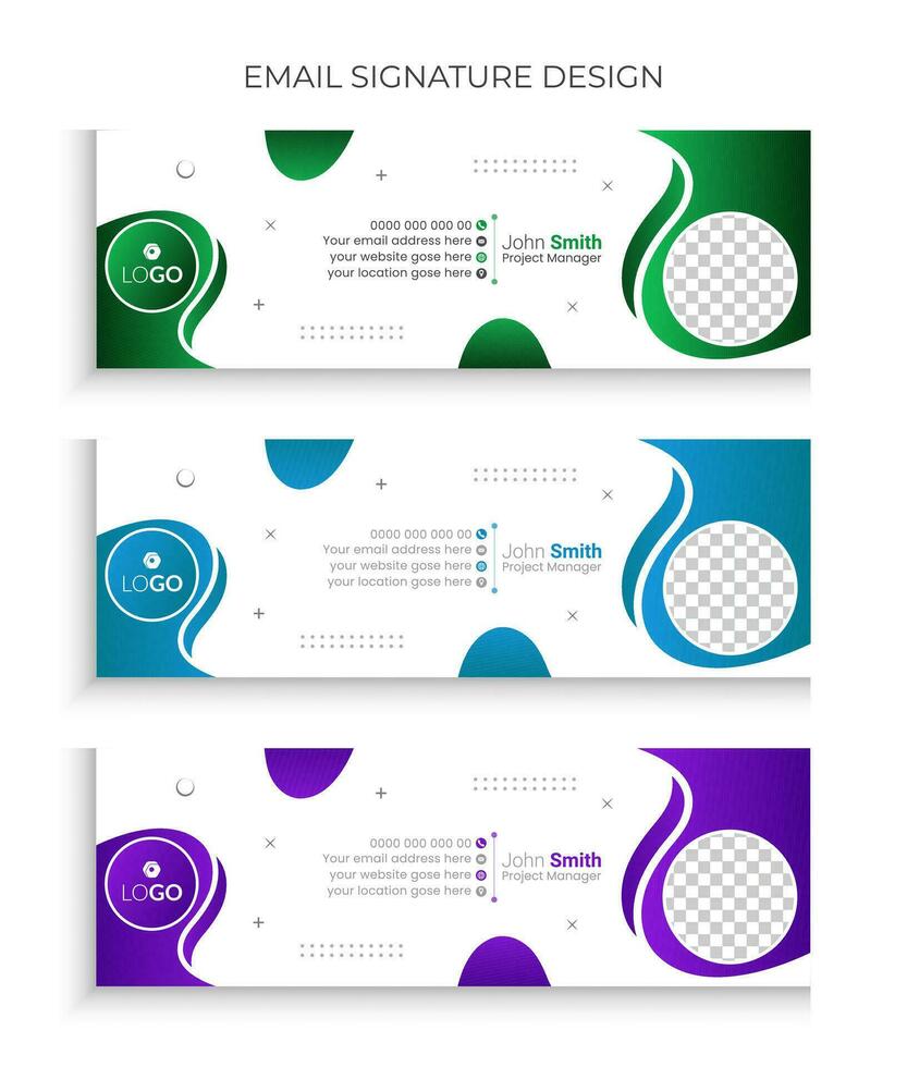 Professional email signature design vector template or modern business social media cover design