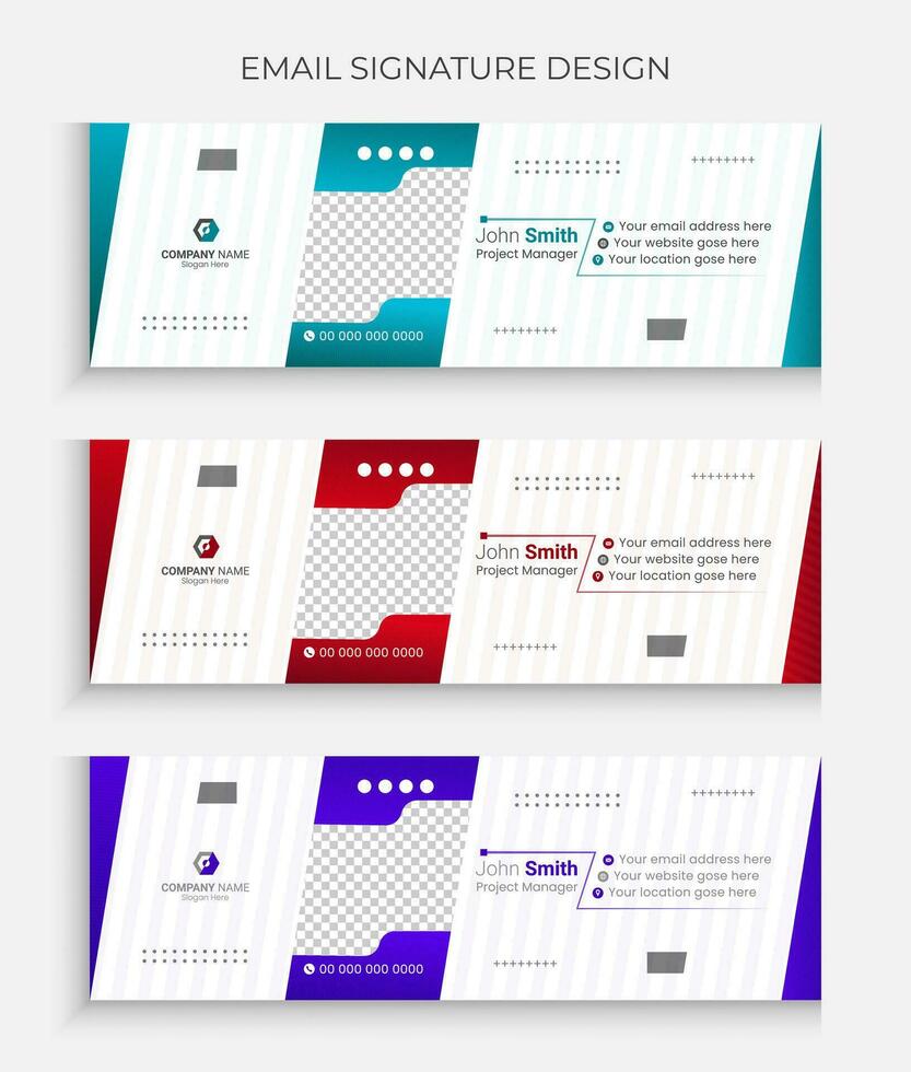 Professional email signature design vector template or modern business social media cover design