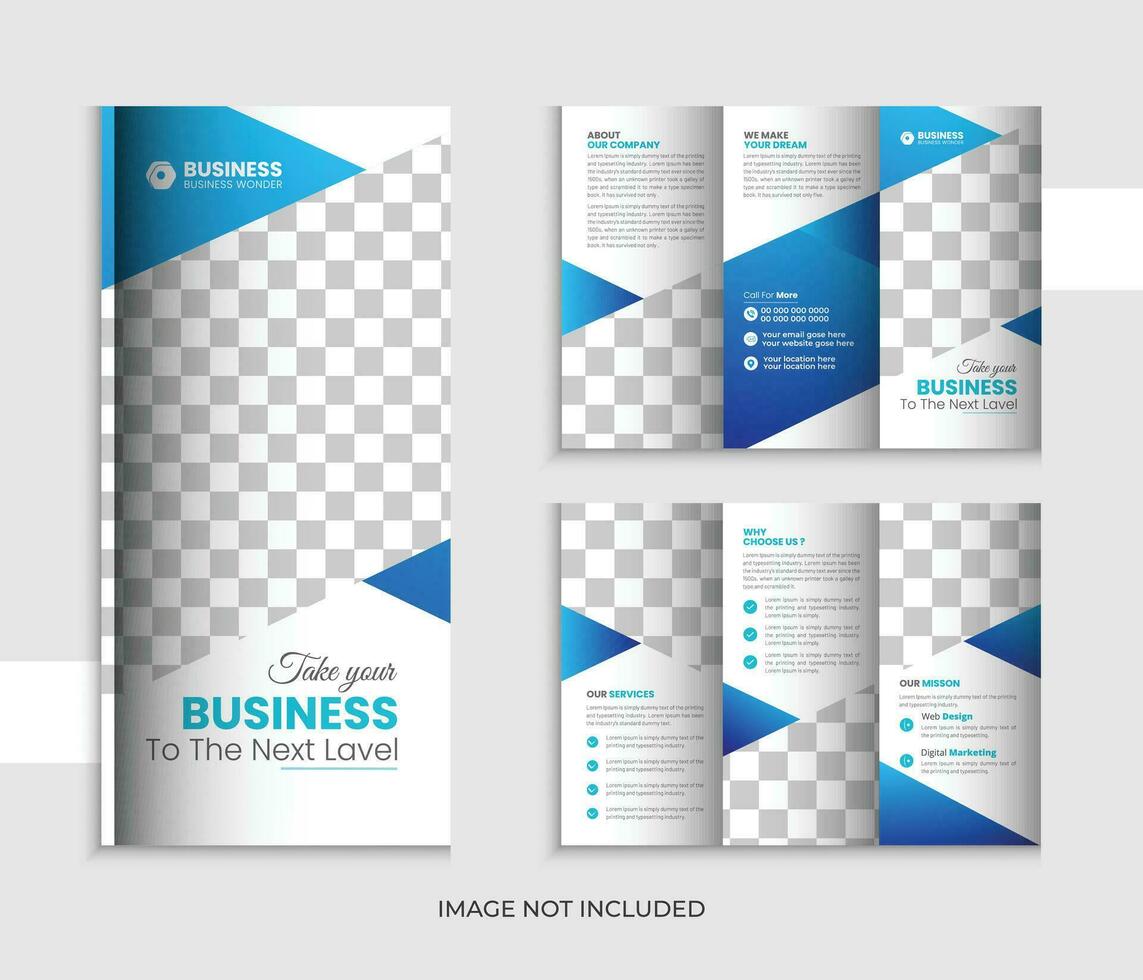 Creative business trifold brochure design, modern marketing trifold brochure design. vector layout, business presentation.