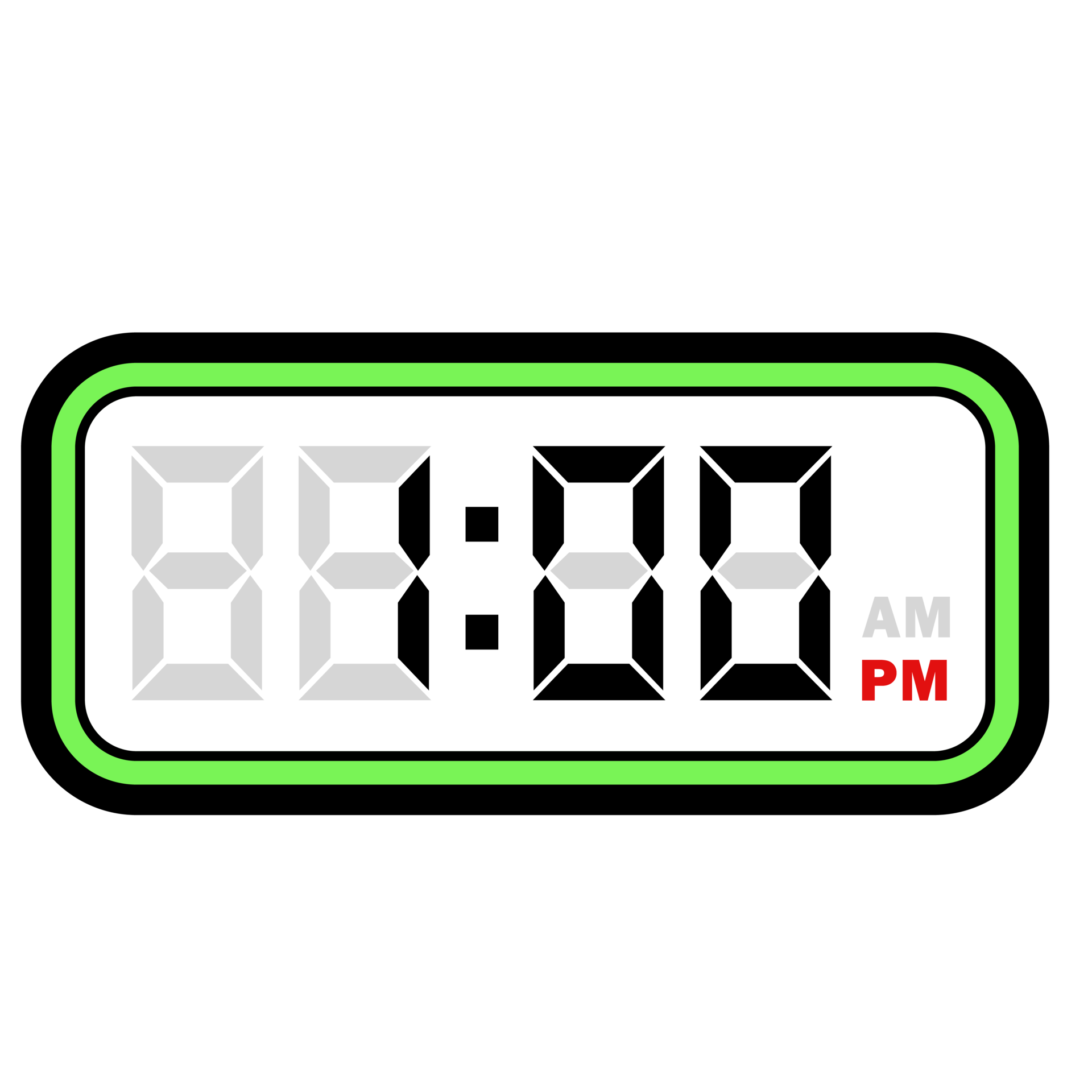 Digital Clock Time at 1.00 PM, Digital Clock 12 Hour Format 32048595 PNG
