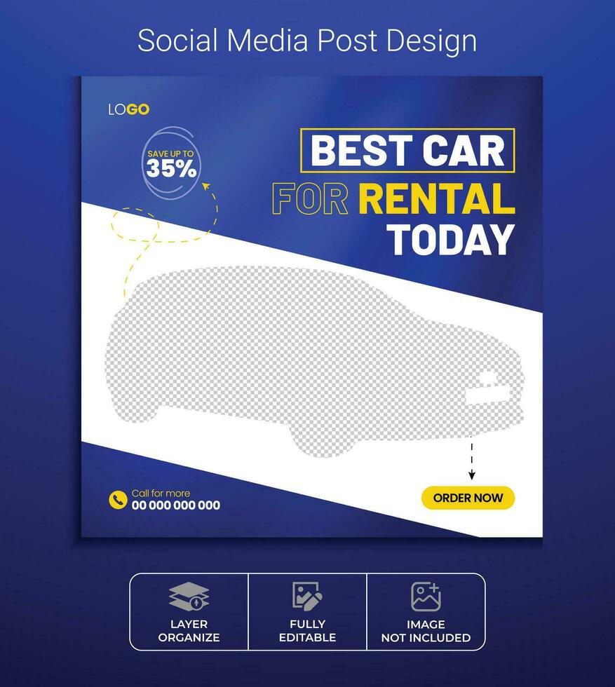 mejor coche para alquiler social medios de comunicación enviar diseño, exclusivo lujo bicicleta web bandera o nuevo coche rebaja póster modelo. mejor coche para rebaja y descuento motocicleta póster diseño. vector