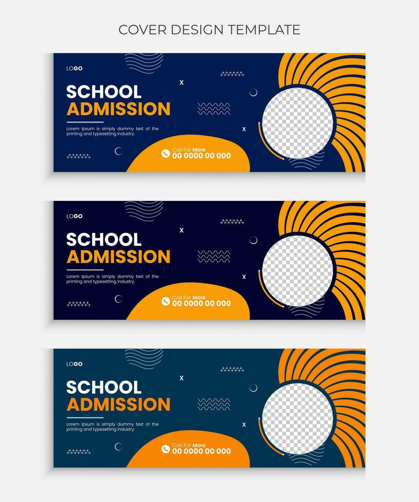 School admission Facebook  cover design, social media banner design vector template.