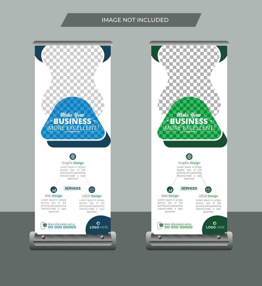 Modern business roll up banner template, stand banner layout, polygon background, business flyer, display, x-banner, flag-banner. Corporate agency roll up banner. vector