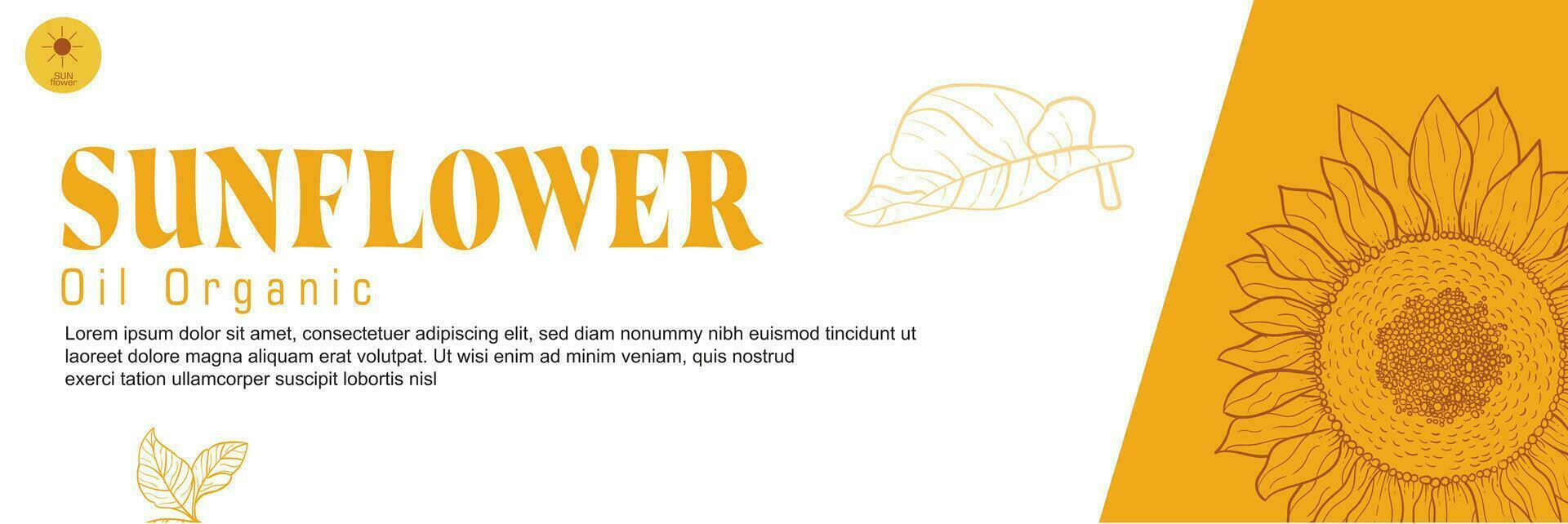 Sunflower oil vector templates of business banners. hand-drawn sunflower, sunflower seed pattern, and text space on a yellow and white background. Production of sunflower concept in engraving style