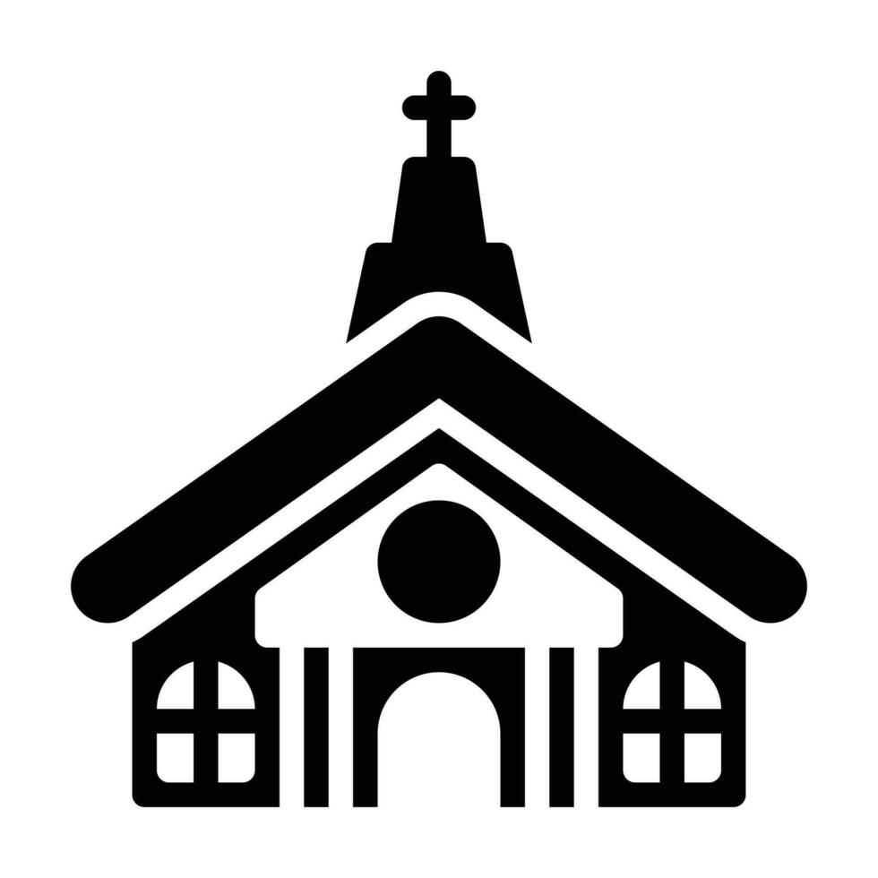 icono de glifo de iglesia vector