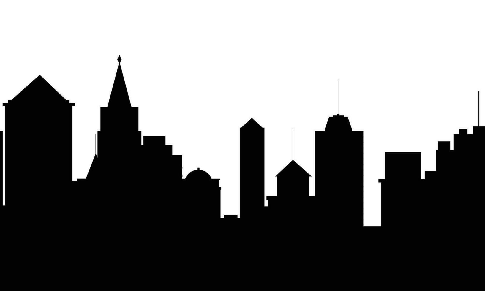 Silhouette of city building. Skyscrapers silhouette. Silhouette of office building. Vector illustraiton.
