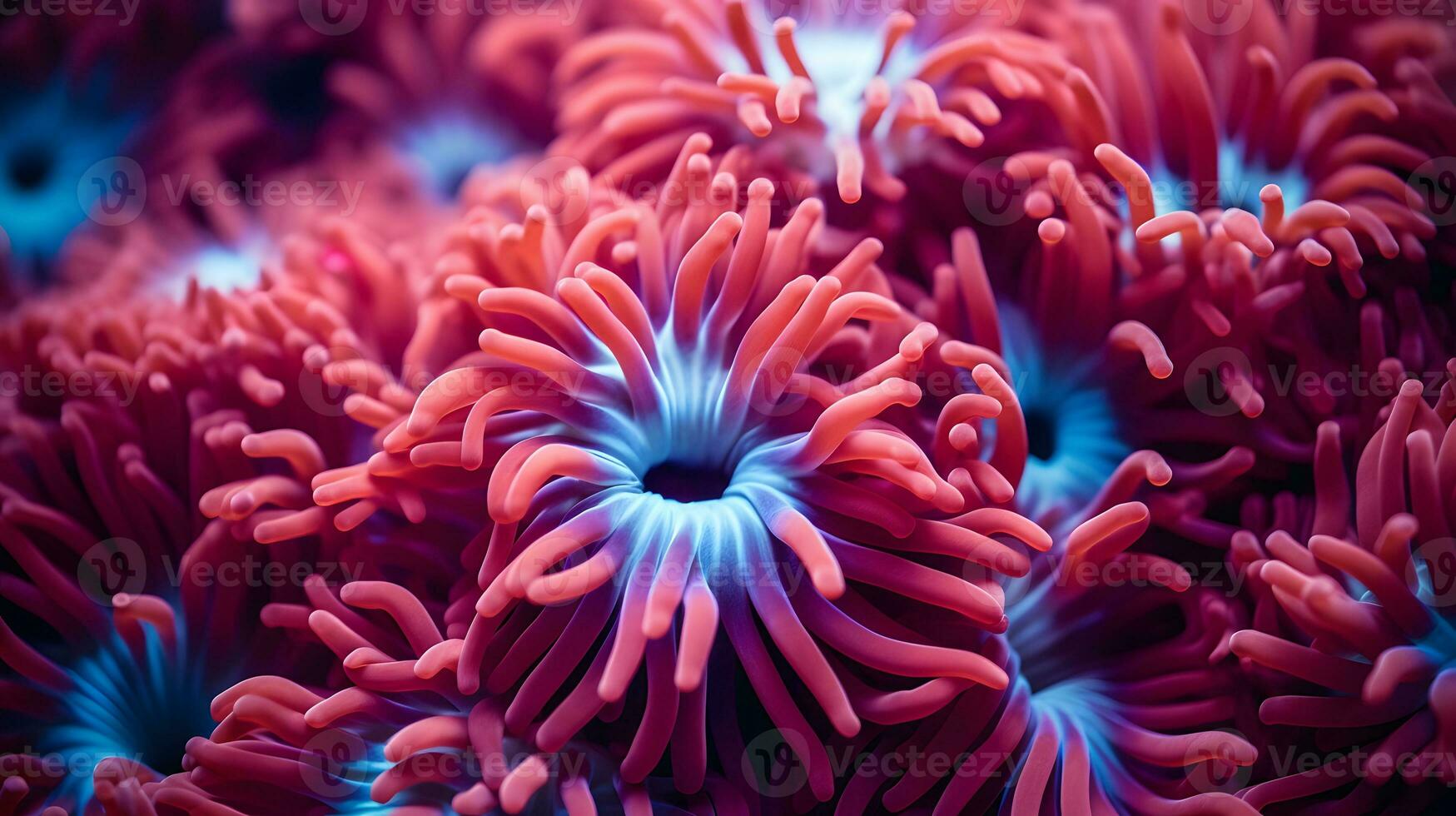 anemone actinia texture underwater reef sea coral.  AI Generated photo