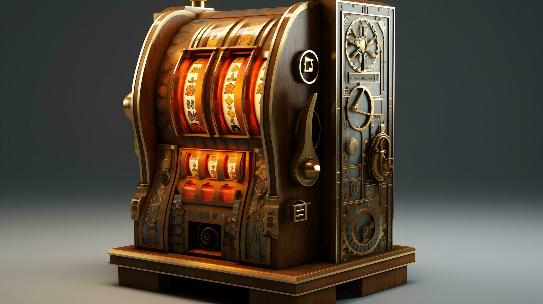 Slot machine wins the jackpot. 777 Big win concept. Casino jackpot. AI Generated photo
