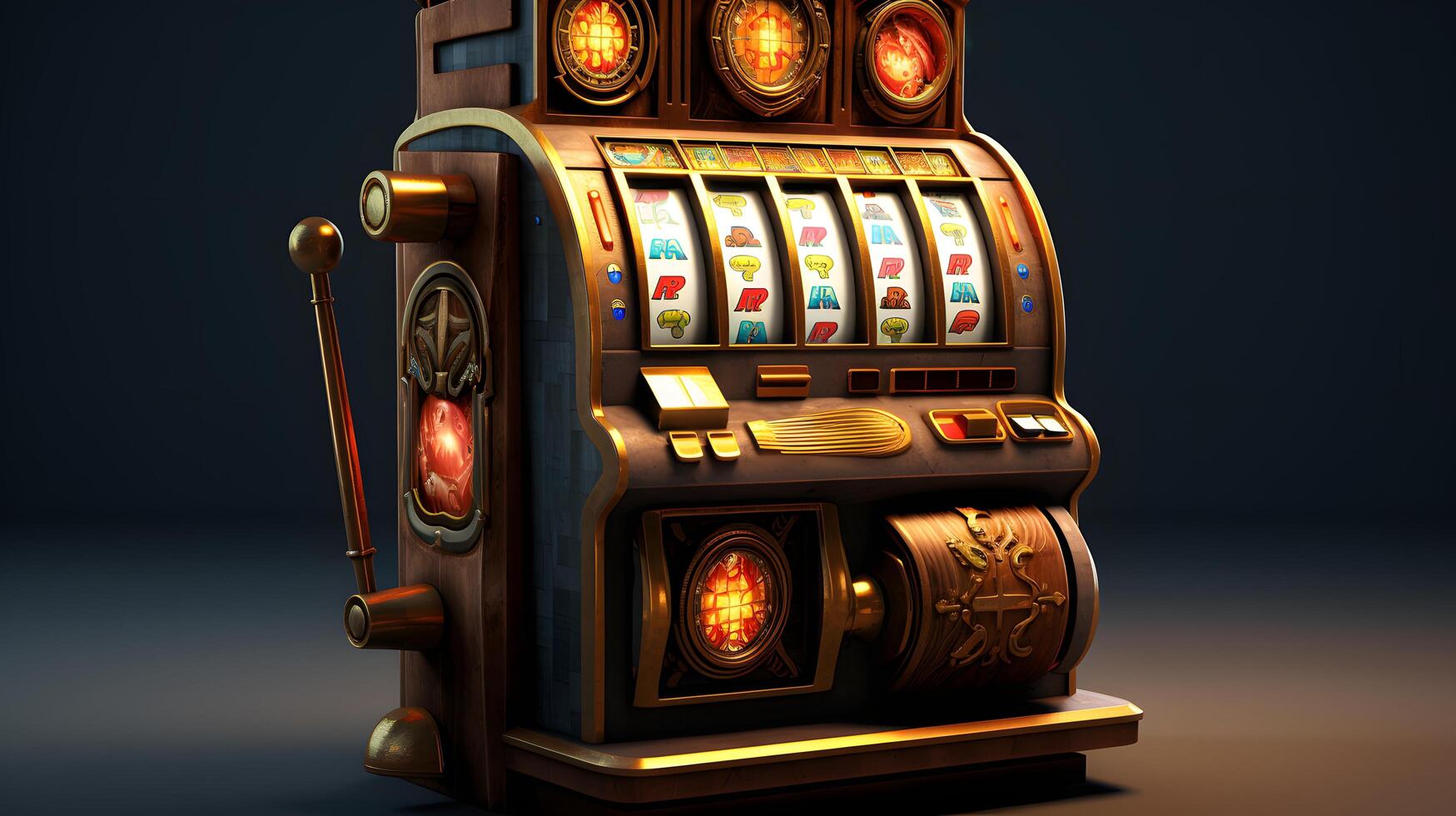 Slot machine wins the jackpot. 777 Big win concept. Casino jackpot. AI Generated photo