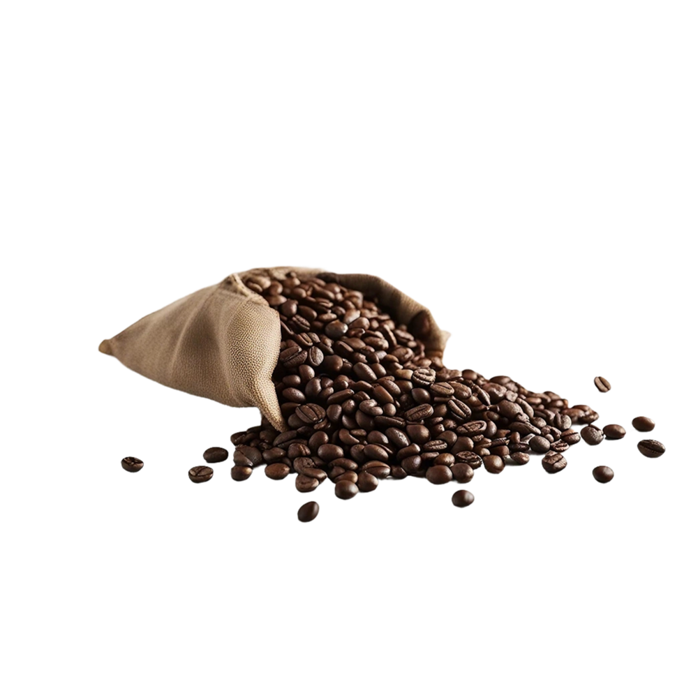 Coffee Bean Bag isolated on transparent background AI Generative png