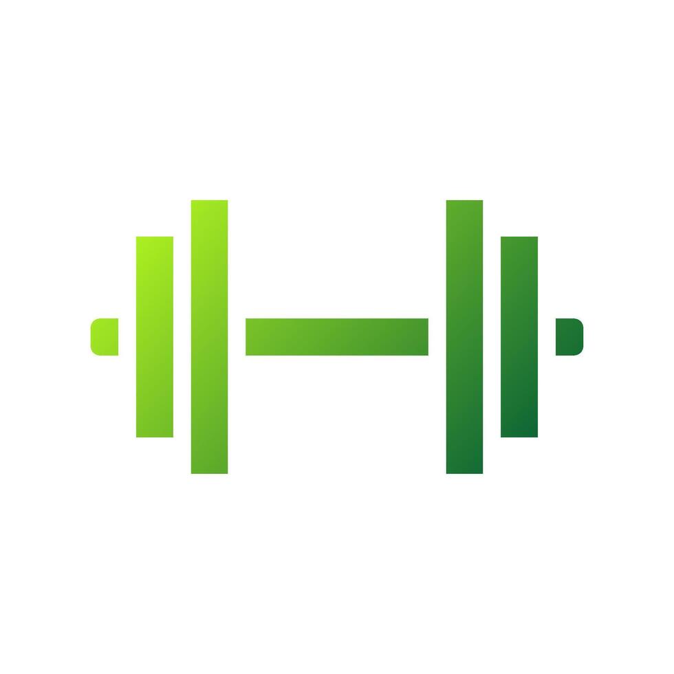 Dumbbell icon solid gradient green sport symbol illustration. vector