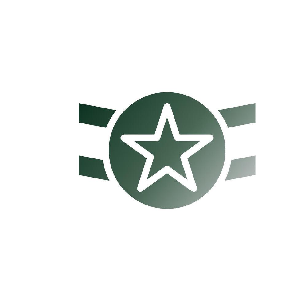 Badge icon solid gradient green white colour military symbol perfect. vector