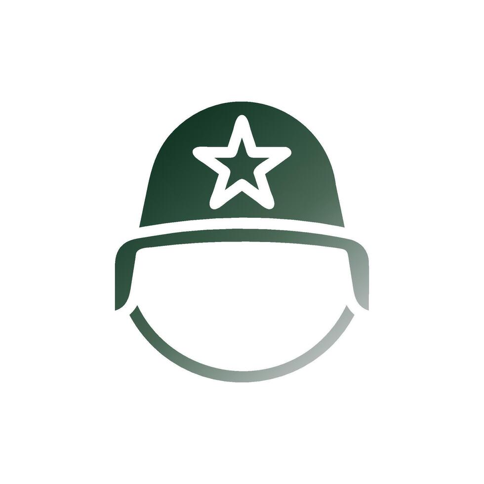 Helmet icon solid gradient green white colour military symbol perfect. vector