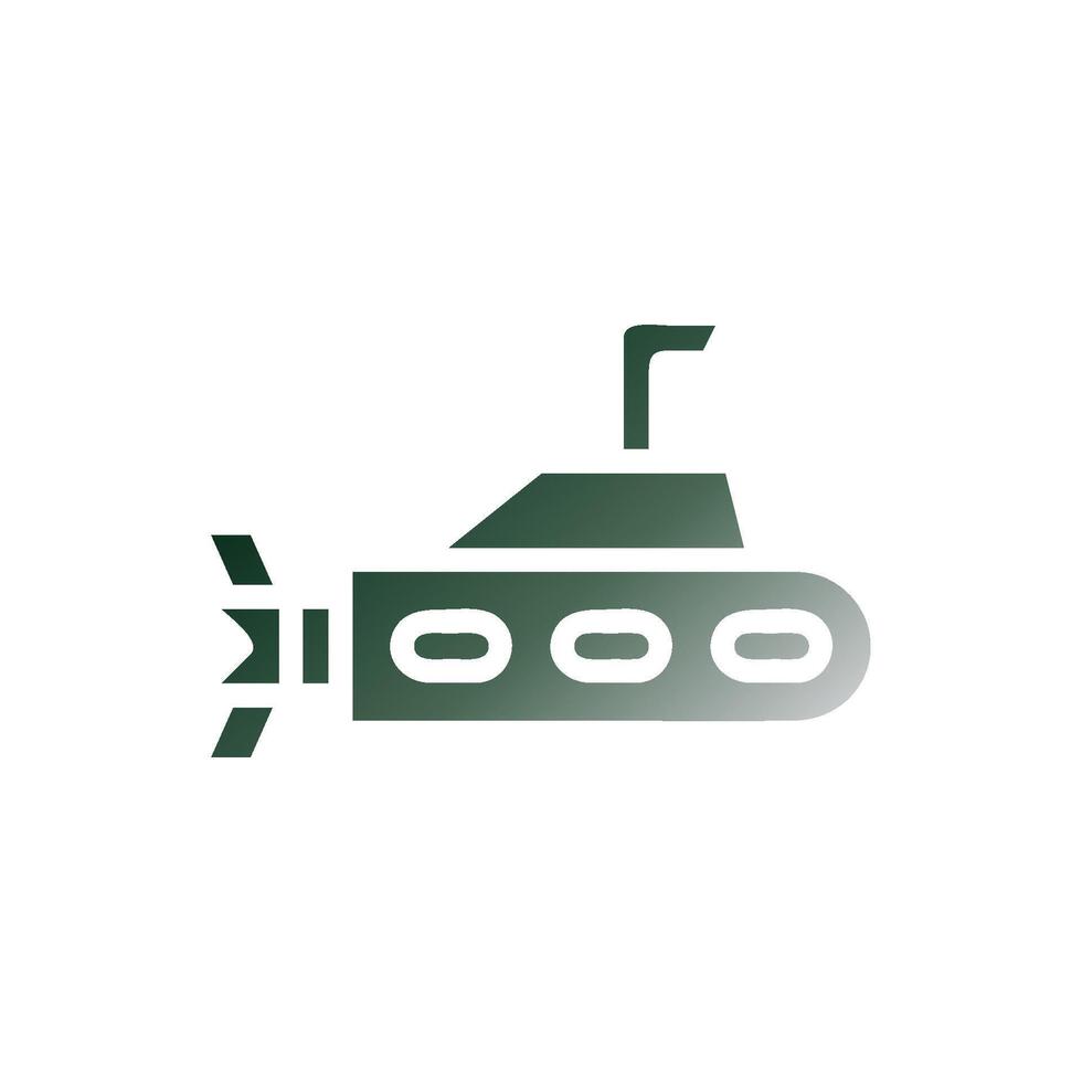 Submarine icon solid gradient green white colour military symbol perfect. vector