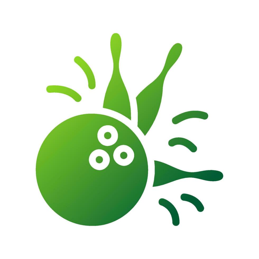 Bowling icon solid gradient green sport symbol illustration. vector