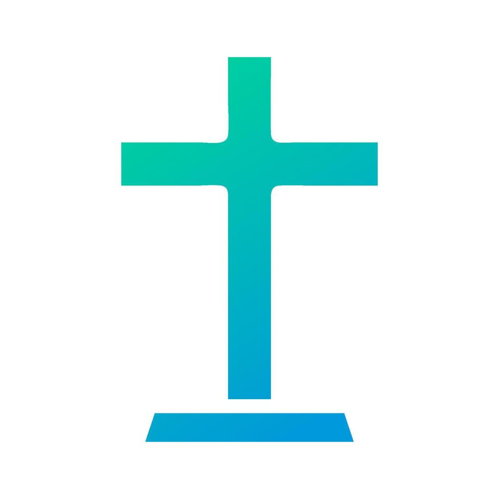 Salib icon solid gradient green blue colour easter symbol illustration. vector
