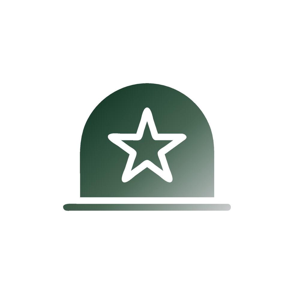 Helmet icon solid gradient green white colour military symbol perfect. vector