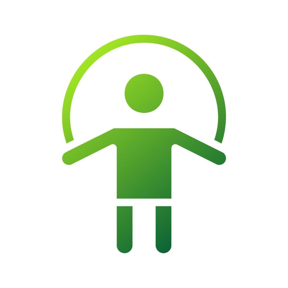 Jump rope icon solid gradient green sport symbol illustration. vector