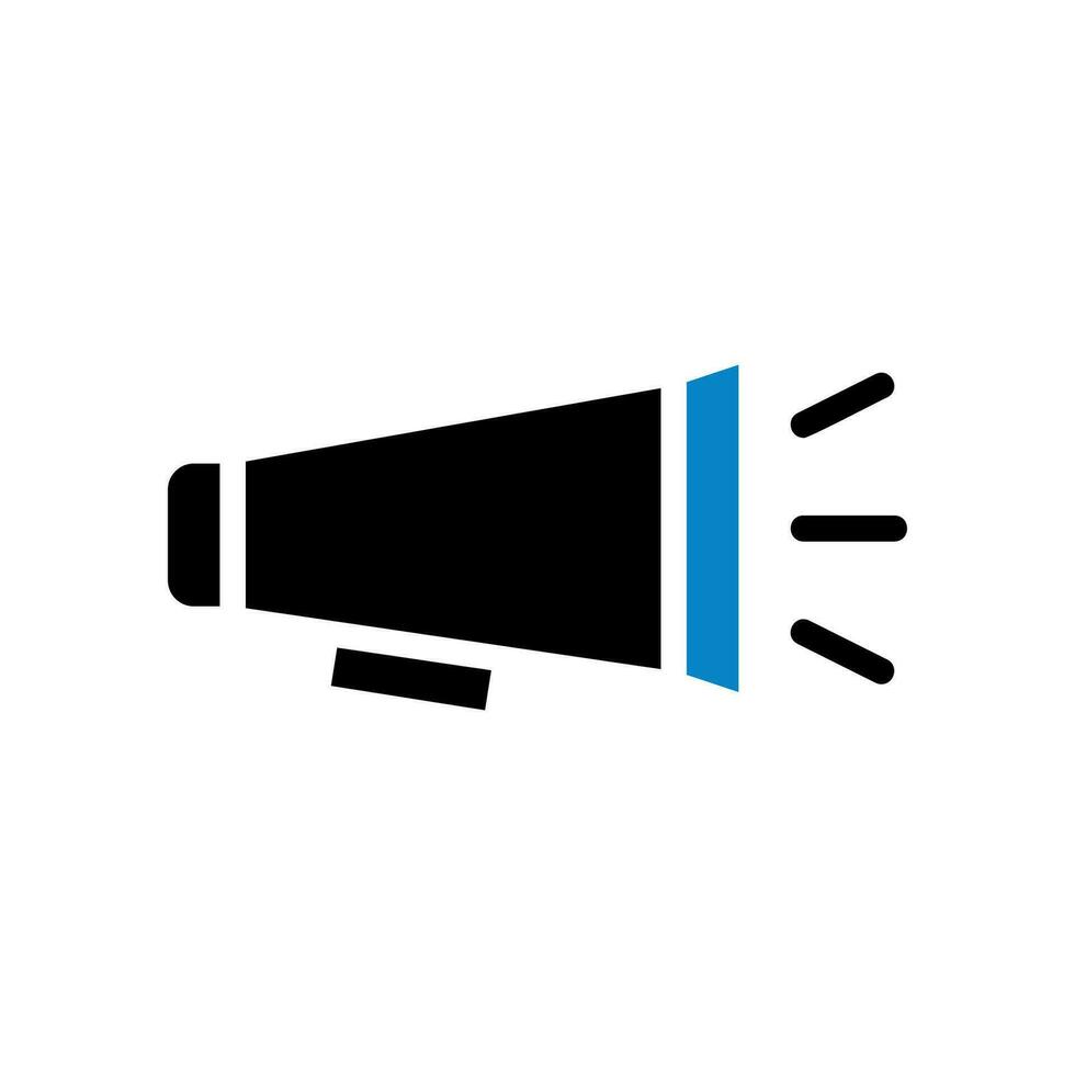 Megaphone icon solid blue black business symbol illustration. vector