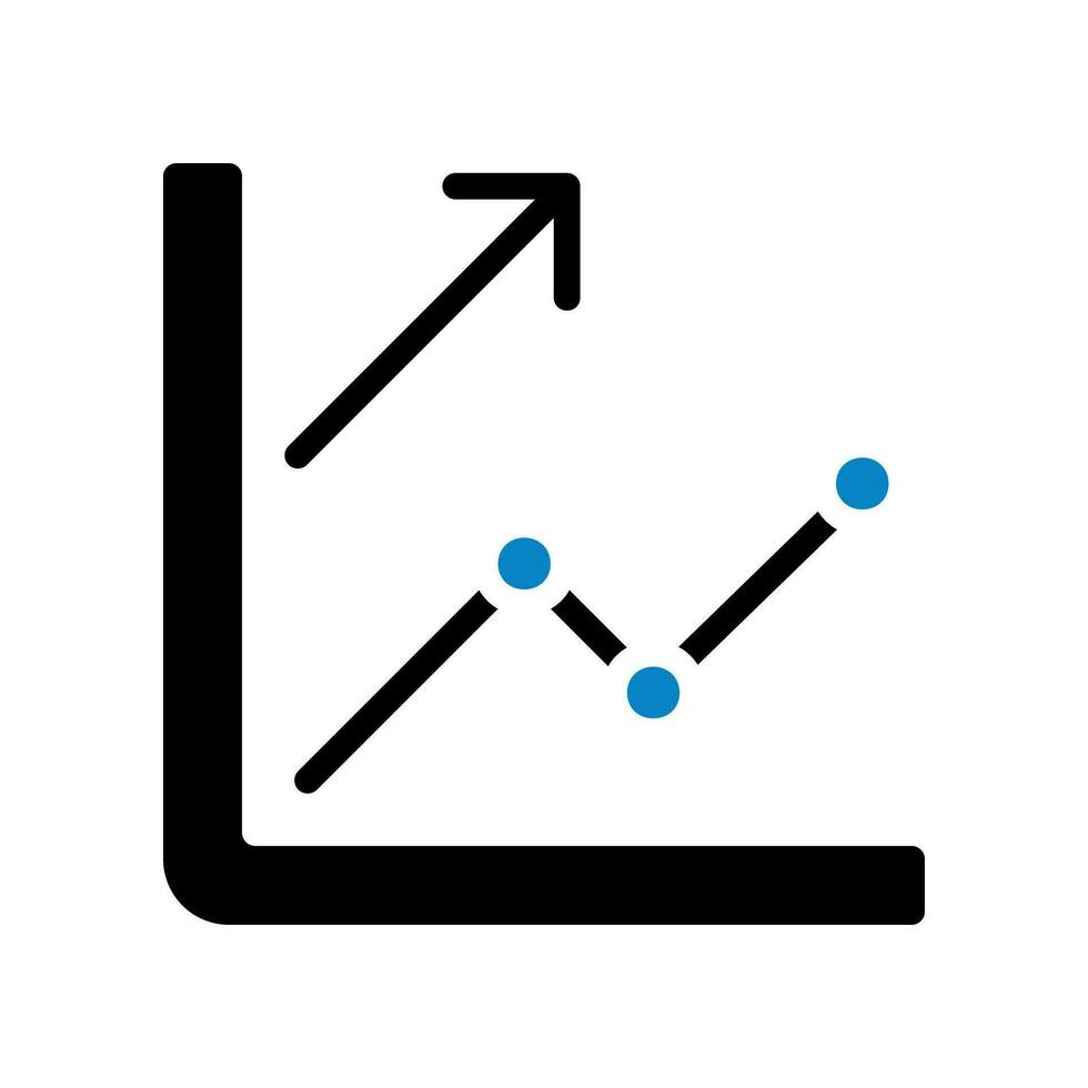 Chart icon solid blue black business symbol illustration. vector