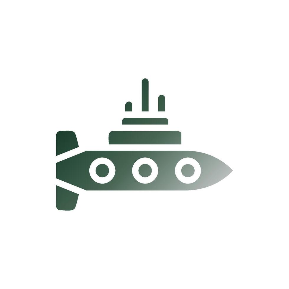 submarino icono sólido degradado verde blanco color militar símbolo Perfecto. vector