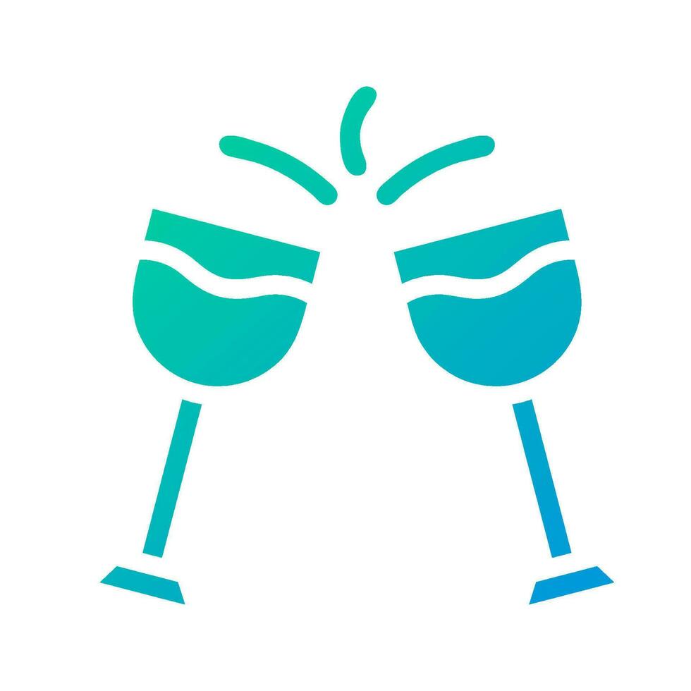 Glass wine icon solid gradient green blue colour easter symbol illustration. vector