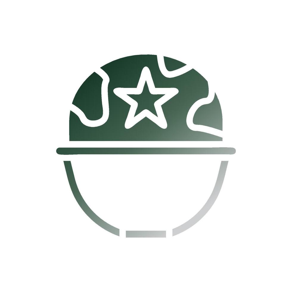 Helmet icon solid gradient green white colour military symbol perfect. vector
