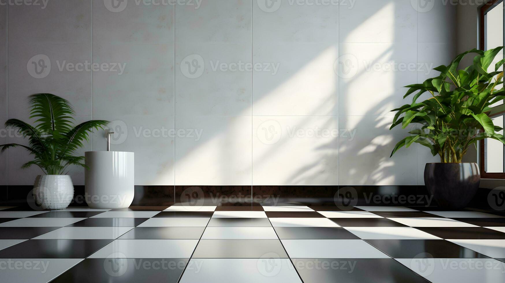 White tile wall chequered background bathroom floor texture. AI Generated photo