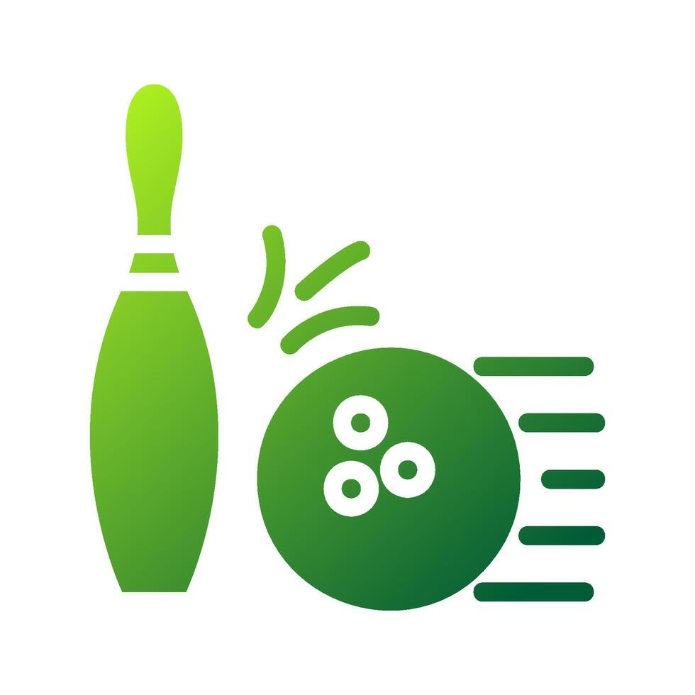 Bowling icon solid gradient green sport symbol illustration. vector