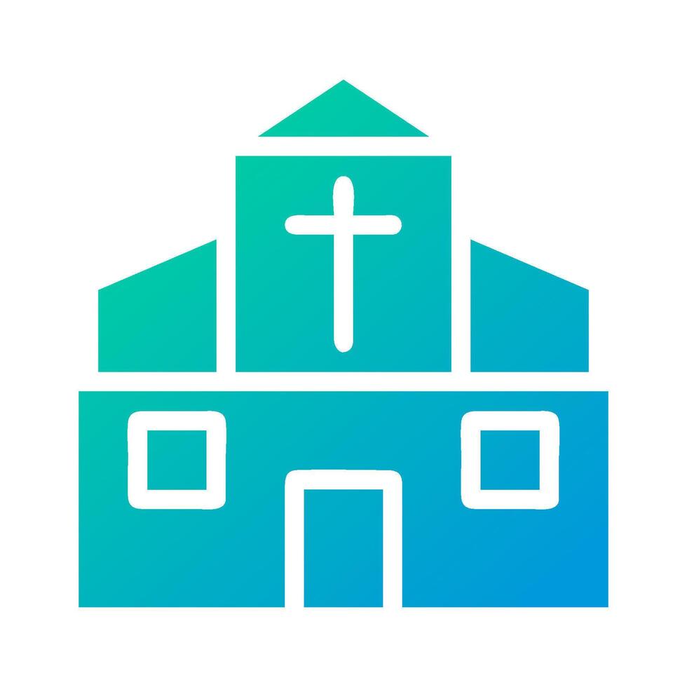 Cathedral icon solid gradient green blue colour easter symbol illustration. vector