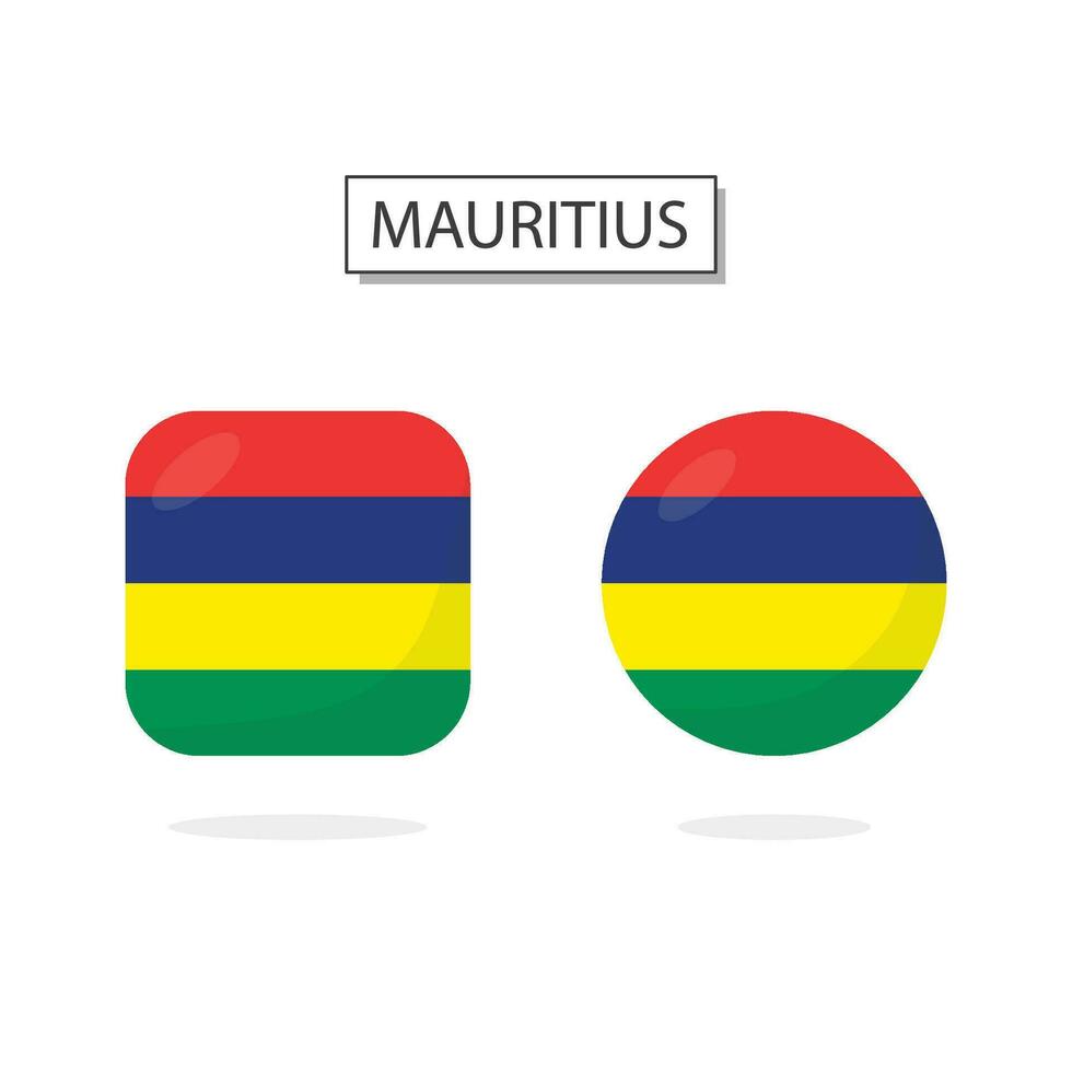 Flag of Mauritius 2 Shapes icon 3D cartoon style. vector