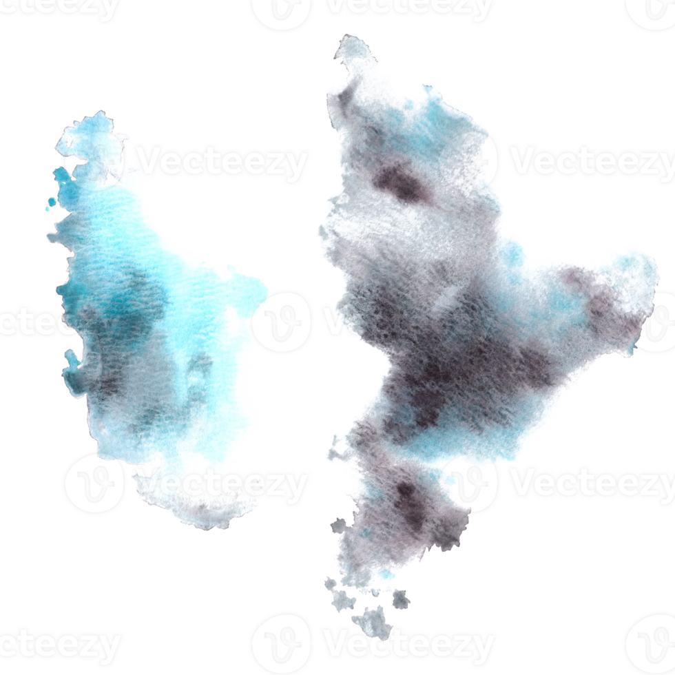 handmålad vattenfärg illustration färgrik blå, grå fläckar och stänk. perfekt textur för din kreativ design, bakgrund kort, flygblad, grafik png