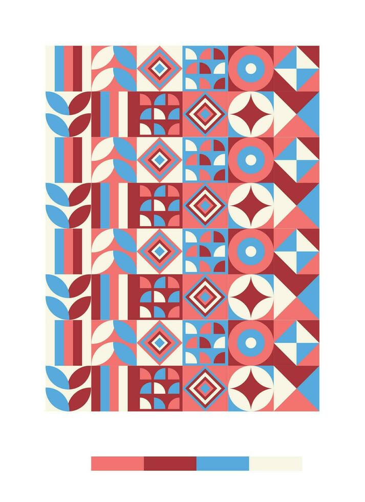 a colorful pattern with red, blue and white colors vector