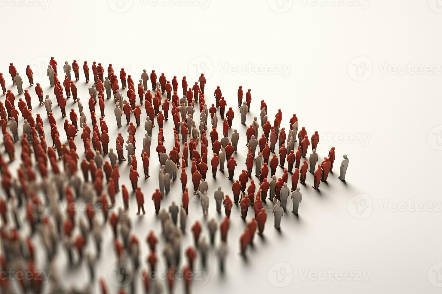 Large group of people in the form of a crowd. 3D illustration, Crowd of people on white background. 3d render illustration, AI Generated photo