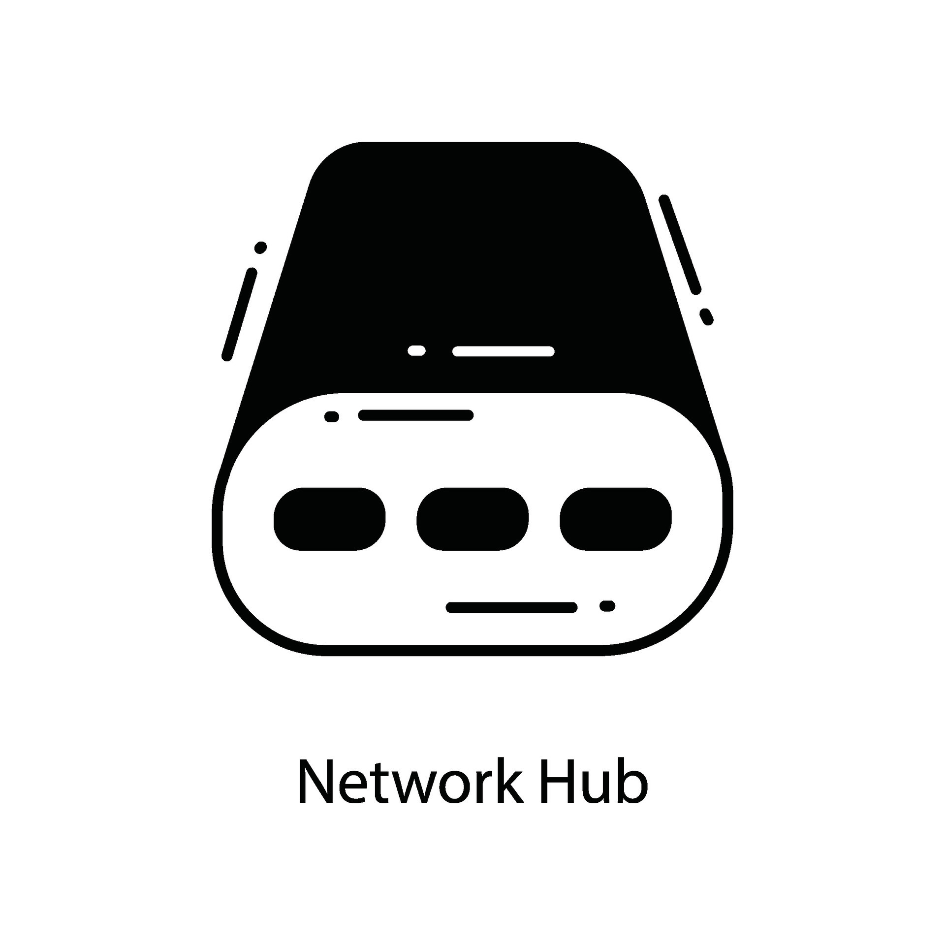 Network Hub doodle Icon Design illustration. Networking Symbol on White