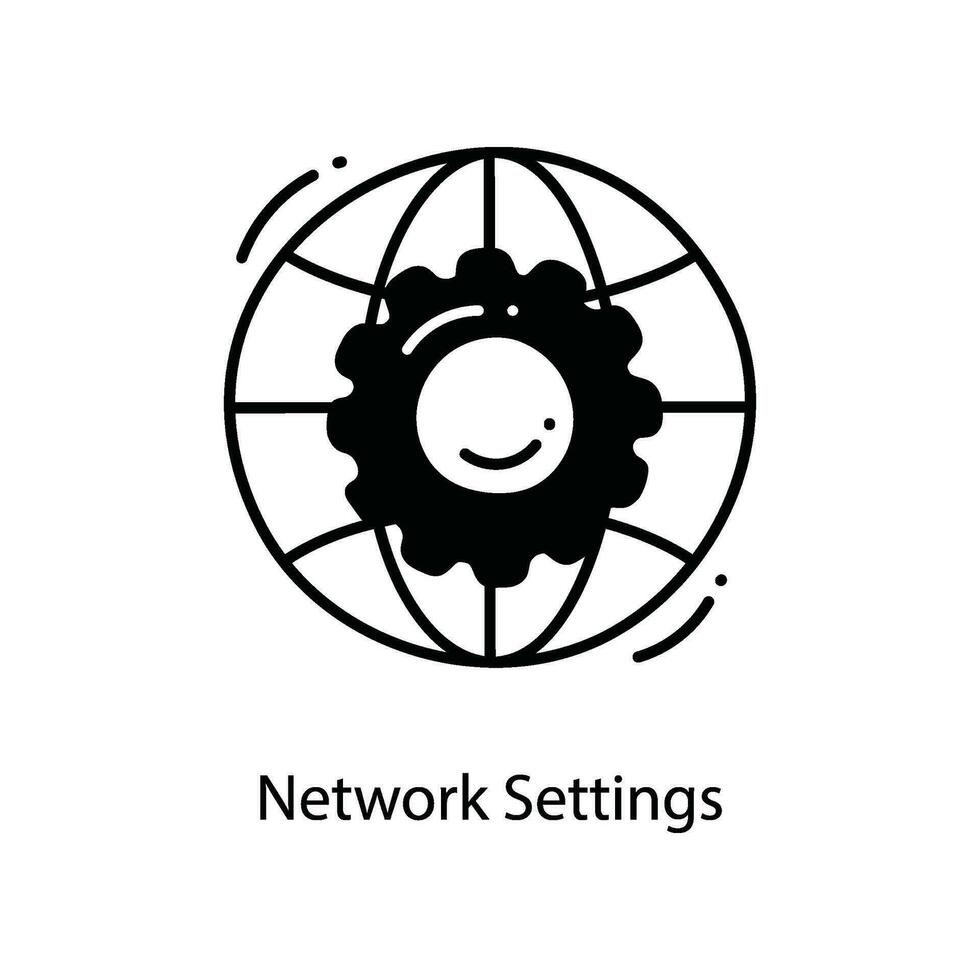 Network Settings doodle Icon Design illustration. Networking Symbol on White background EPS 10 File vector