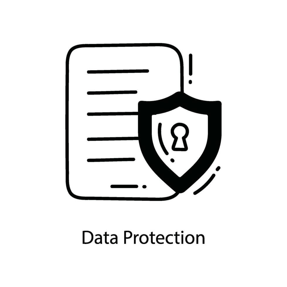 Data Protection doodle Icon Design illustration. Networking Symbol on White background EPS 10 File vector